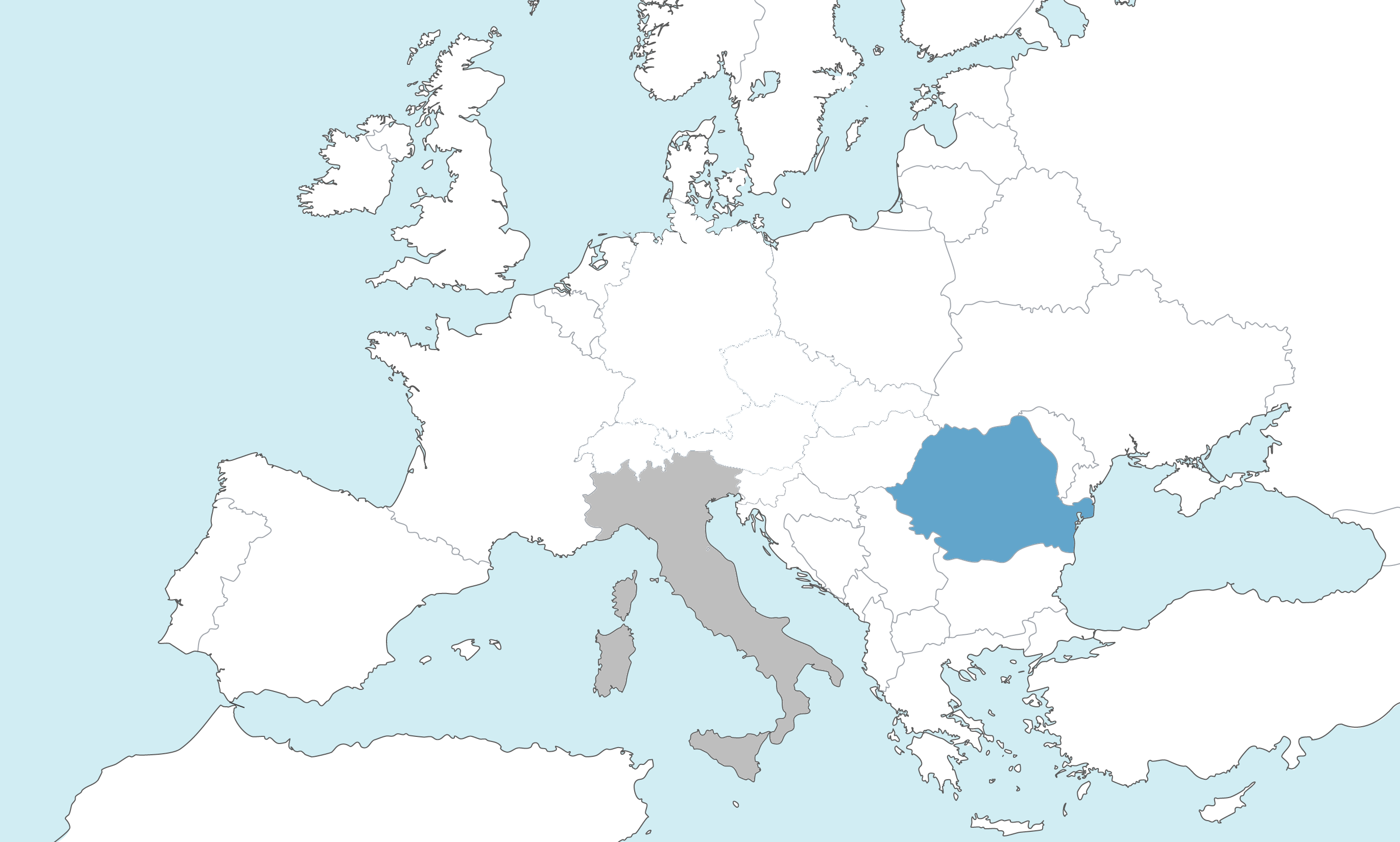 Romania highlighted on the European dealer map
